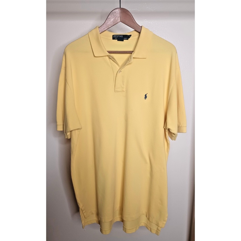 Vintage 90s Polo Ralph Lauren Mens XL Polo Yellow Single Stitch USA Islands